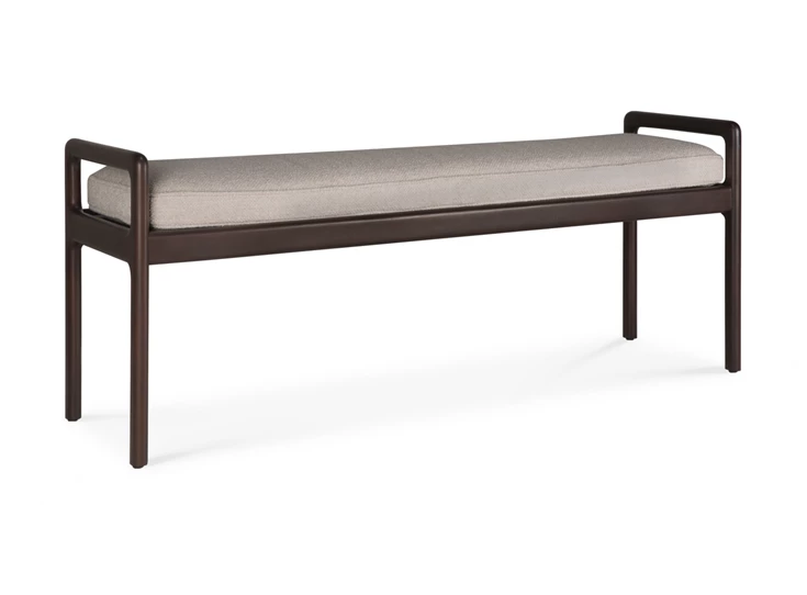 Zijkant Bank Mahogany Jack Dark Brown Bench Ivory Fabric 35123 Ethnicraft