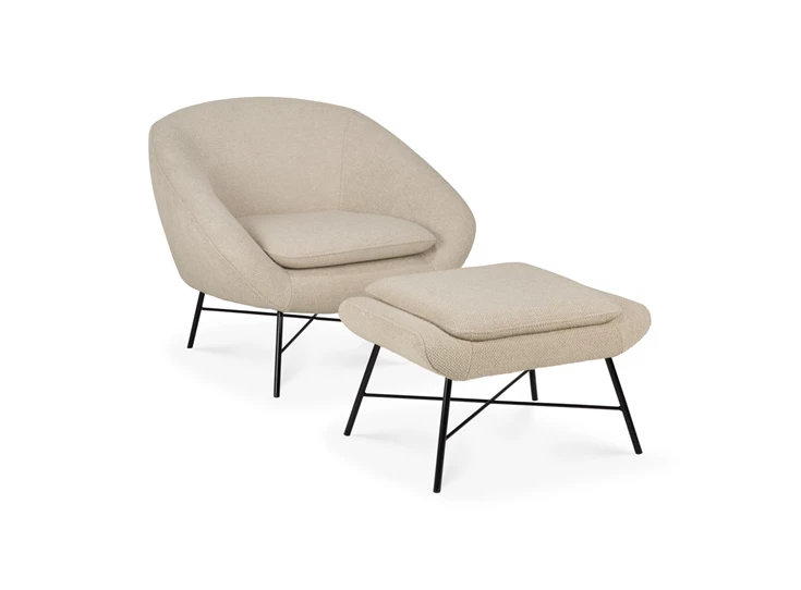 Met bijzetzetel Voetenbank Barrow Footstool Off White Fabric 20179 Ethnicraft