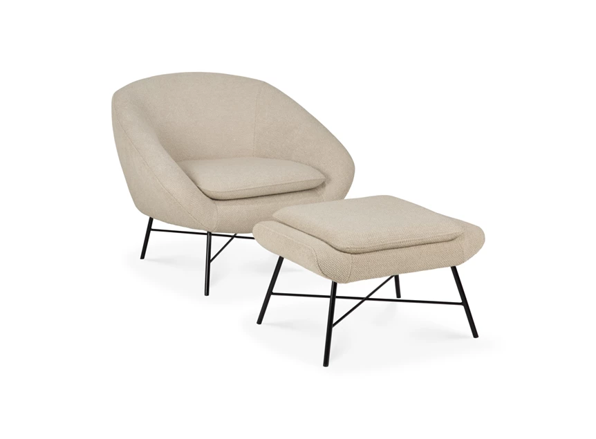 Met bijzetzetel Voetenbank Barrow Footstool Off White Fabric 20179 Ethnicraft