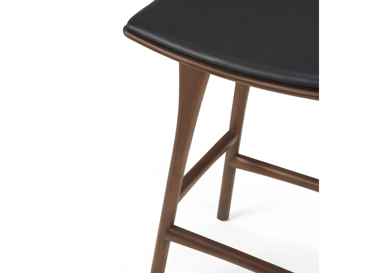 Bovenkant Barstoel Teak Osso Brown Counter Stool Black Leather 10181 Ethnicraft