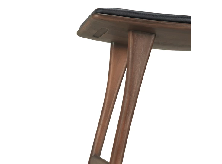 Onderkant Barstoel Teak Osso Brown Counter Stool Black Leather 10181 Ethnicraft