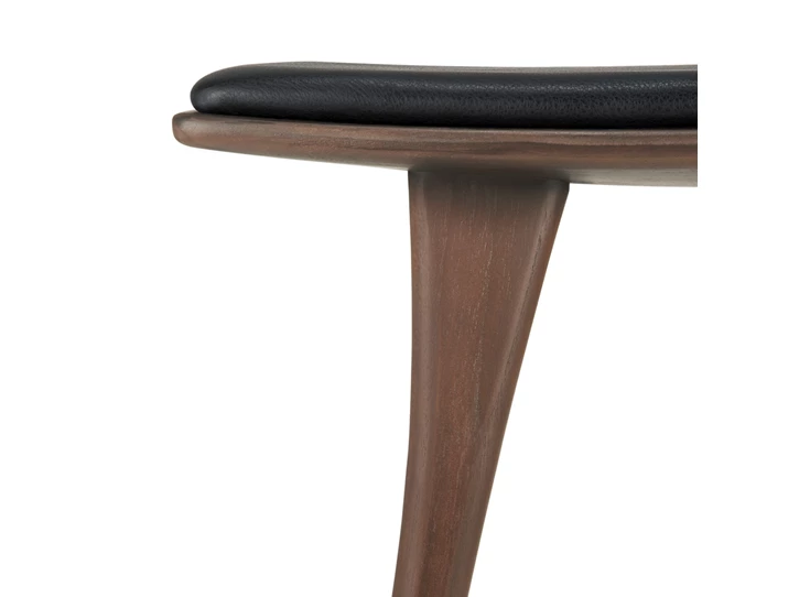 Detail Barstoel Teak Osso Brown Counter Stool Black Leather 10181 Ethnicraft