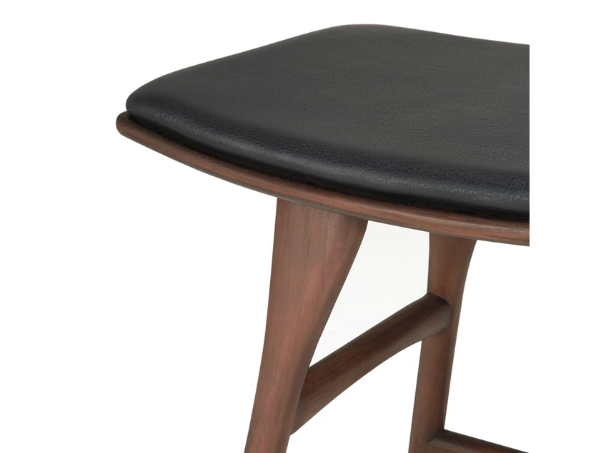 Detail Kruk Teak Osso Brown Stool Black Leather 10180 Ethnicraft