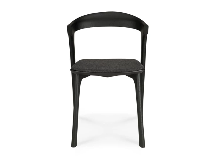 Front Armstoel Oak Bok Black Dining Chairs Soft Black Fabric 51485 Ethnicraft