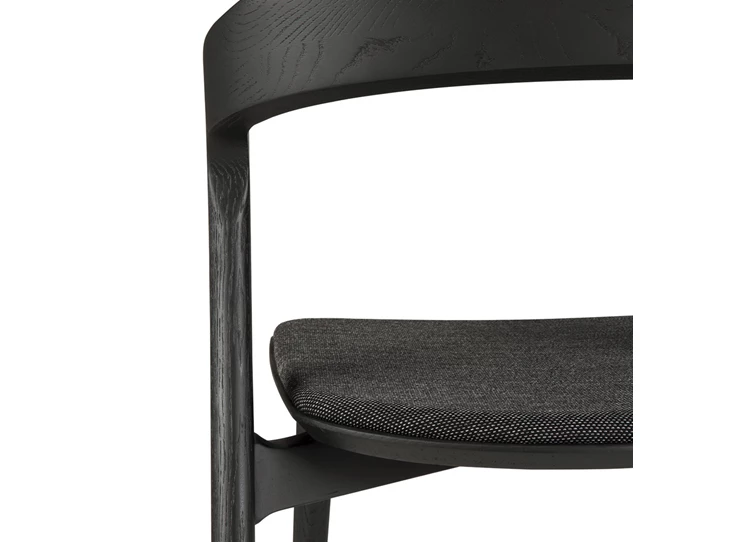 Rugleuning Armstoel Oak Bok Black Dining Chairs Soft Black Fabric 51485 Ethnicraft
