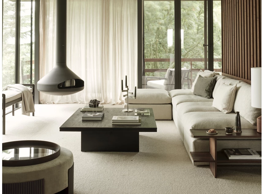 Front Salontafel Teak Grooves Off Black Coffee Table 12256 Ethnicraft