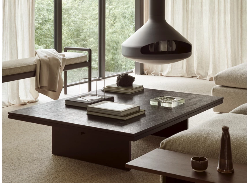 Zijde Salontafel Teak Grooves Off Black Coffee Table 12256 Ethnicraft