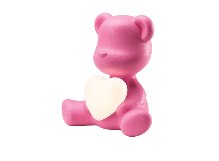 Zijkant licht aan Tafellamp Teddy Love XS Bright Pink 25005BP Qeeboo