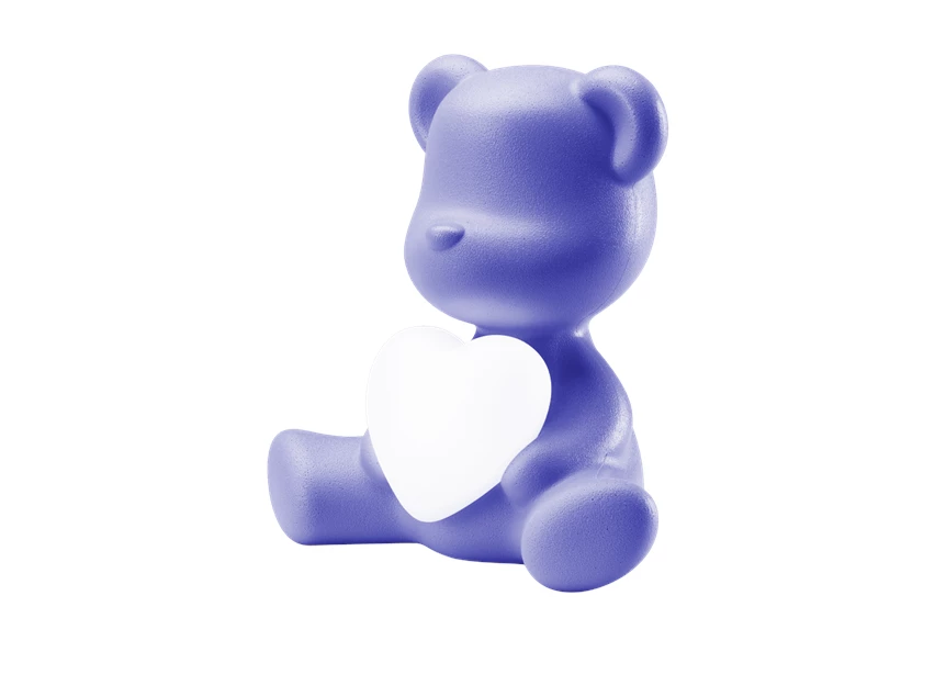 Zijkant licht aan Tafellamp Teddy Love XS Blue Violet 25005BV Qeeboo