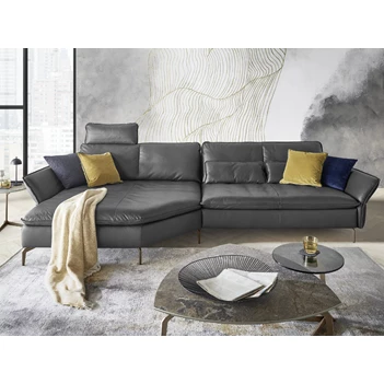 Salon met lonchair MR 2340 leder antraciet Musterring