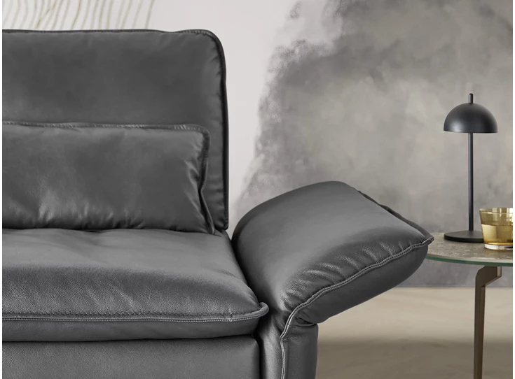 Armleuning Salon met lonchair MR 2340 leder antraciet Musterring