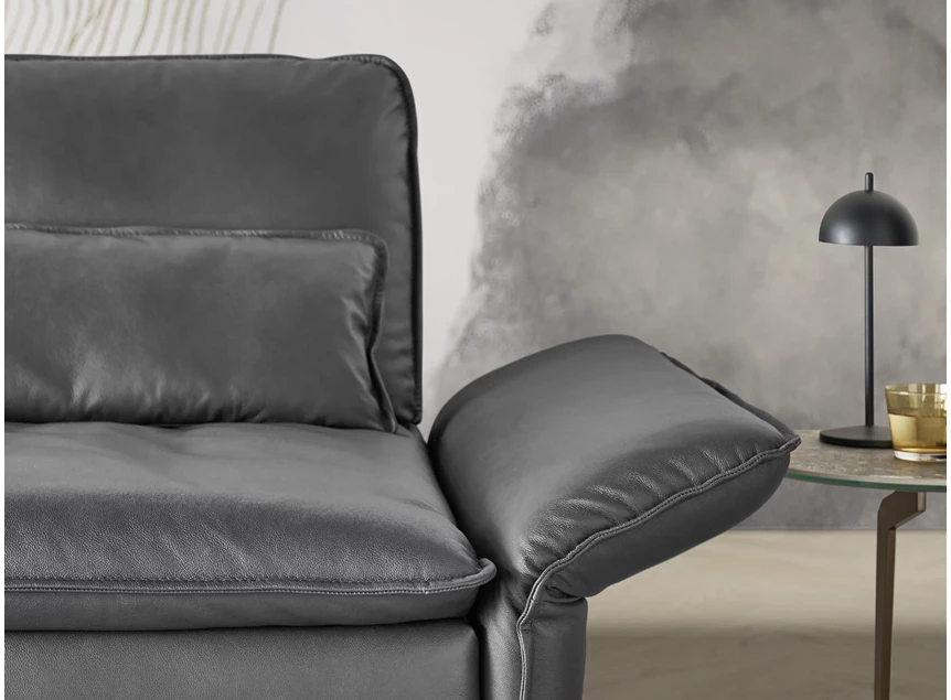 Armleuning Salon met lonchair MR 2340 leder antraciet Musterring