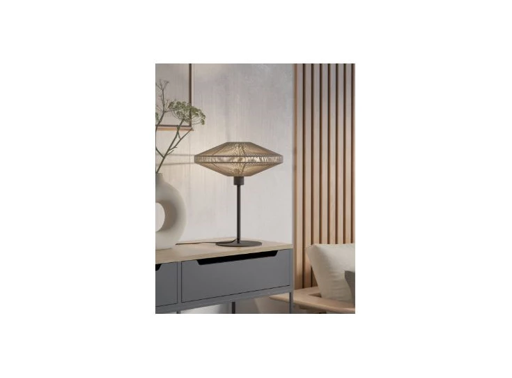 Midsumer tafellamp- staal/textiel- zwart/creme- sfeerbeeld