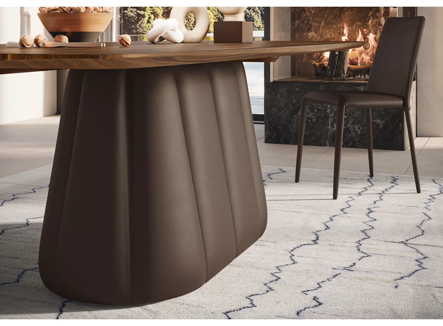 Onderstel leder Tafel Palistro bootvormig Amerikaans noten Willisau