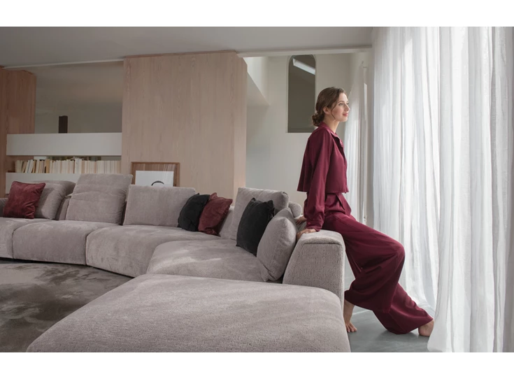 Zijkant Grote hoekzetel Otis schuine hoekelementen stof Moome by Indera