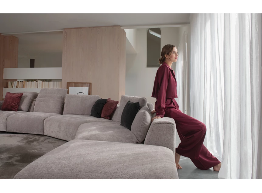 Zijkant Grote hoekzetel Otis schuine hoekelementen stof Moome by Indera