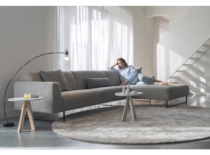 Salon Lex met longchair stof grijs Moome by Indera