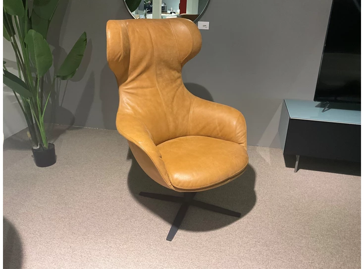 Bijzetzetel Peaches leder Africa Caramel Het Anker