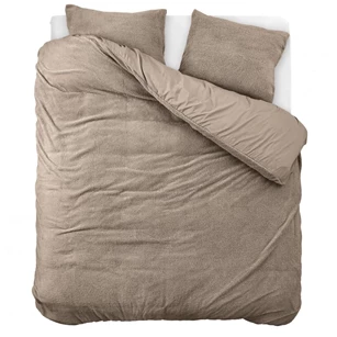 Dekbed teddy katoen dieptaupe bovenaanzicht 140X220