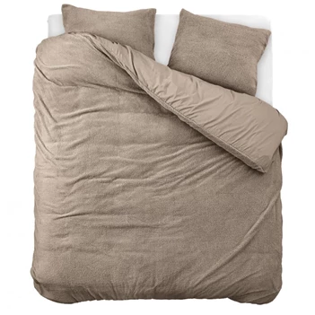 Dekbed teddy katoen dieptaupe bovenaanzicht 240X220