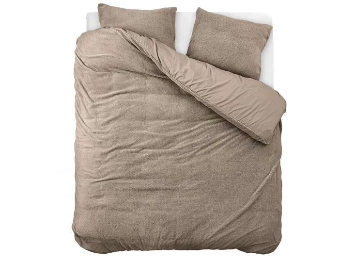Dekbed teddy katoen dieptaupe bovenaanzicht 240X220