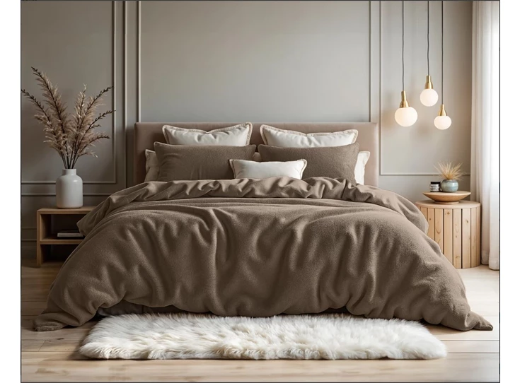 Dekbed teddy katoen dieptaupe sfeerbeeld 240X220