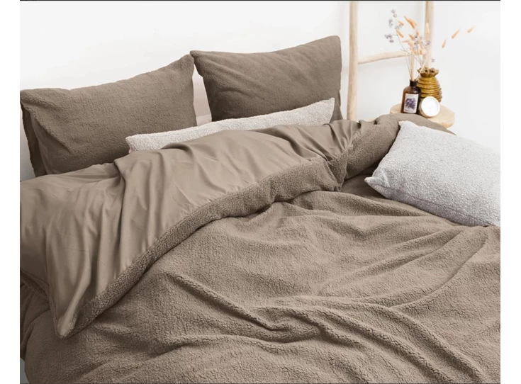 Dekbed teddy katoen dieptaupe 240X220