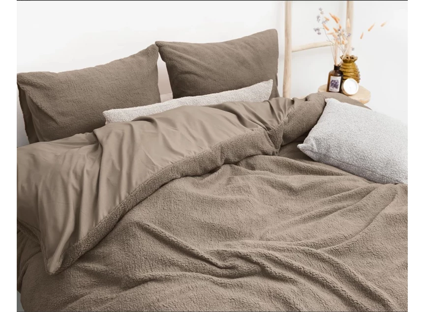 Dekbed teddy katoen dieptaupe 240X220