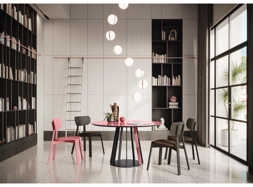 Sfeerfoto Tafel Latina Rond blinkend glas Willisau Edition