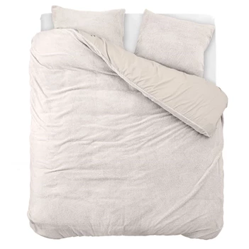 Dekbed teddy katoen taupe bovenaanzicht 240X220