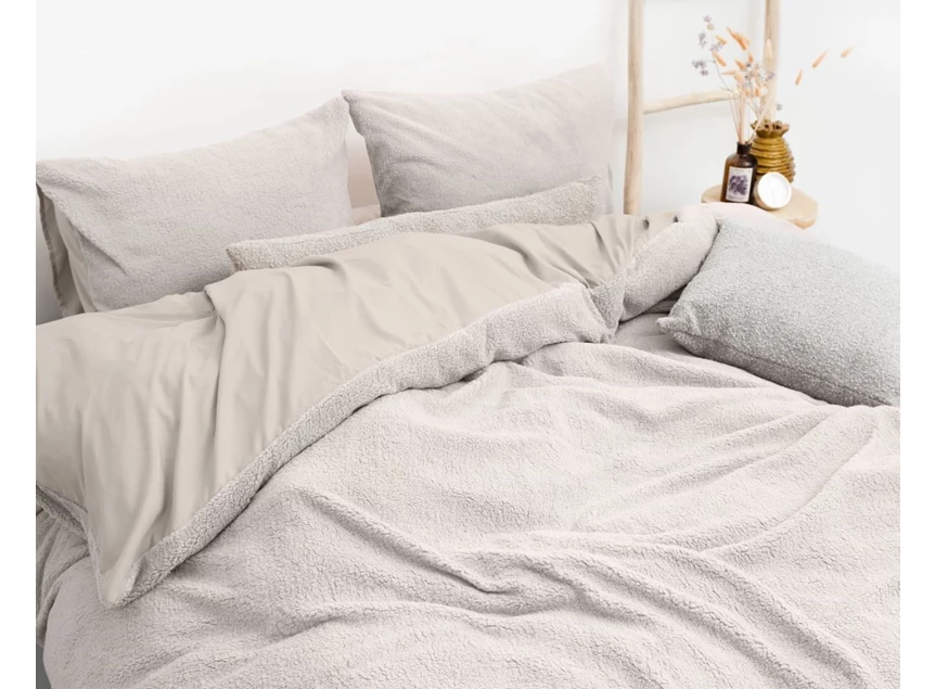 Dekbed teddy katoen taupe 240X220