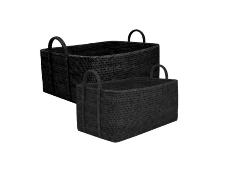 Manden Basket Royal Burma Rattan Black 150-175-011 Haans Interior