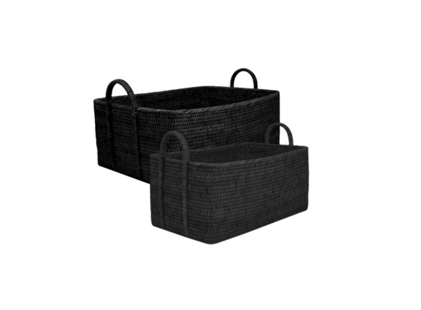 Manden Basket Royal Burma Rattan Black 150-175-011 Haans Interior