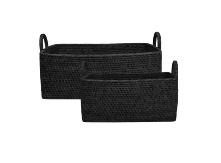Front Manden Basket Royal Burma Rattan Black 150-175-011 Haans Interior
