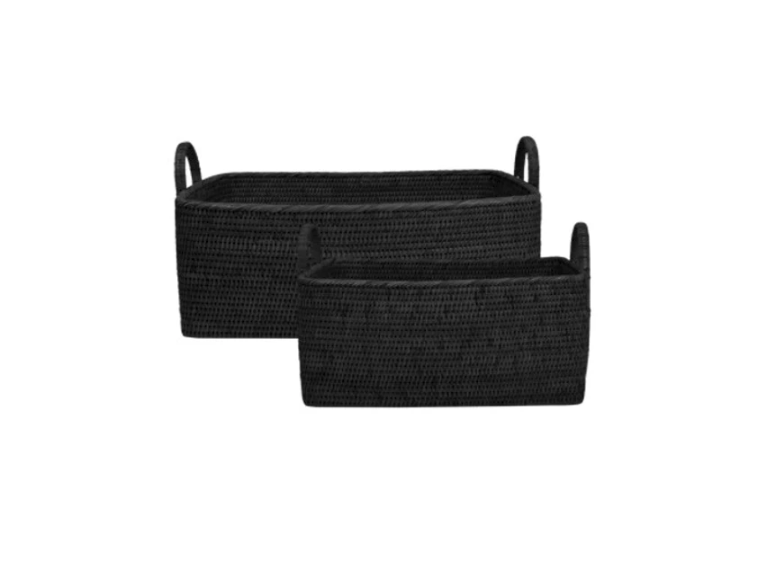 Front Manden Basket Royal Burma Rattan Black 150-175-011 Haans Interior
