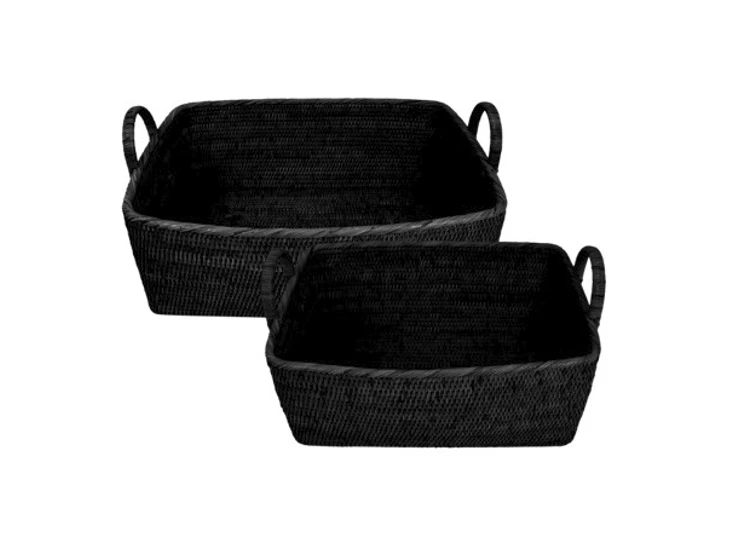 Bovenkant Manden Basket Royal Burma Rattan Black 150-175-011 Haans Interior
