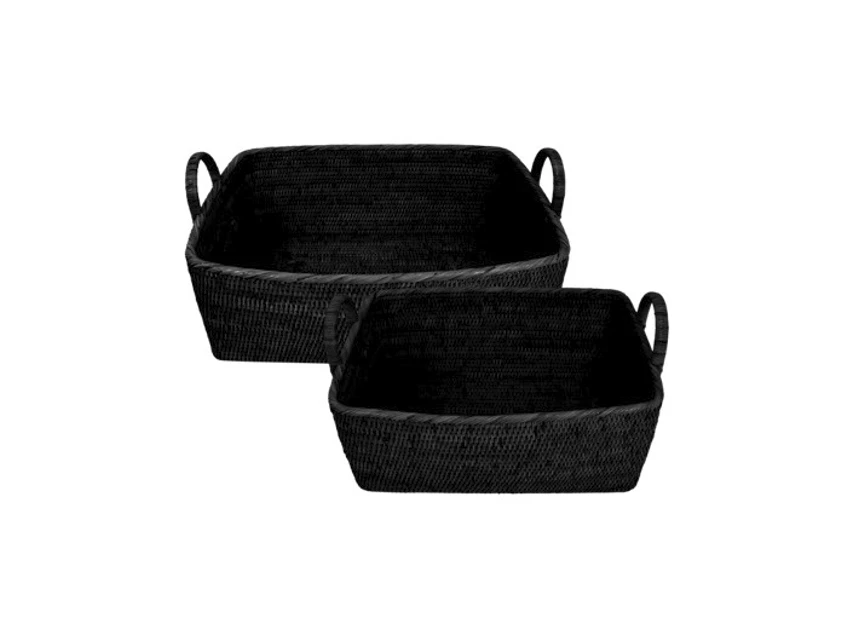 Bovenkant Manden Basket Royal Burma Rattan Black 150-175-011 Haans Interior