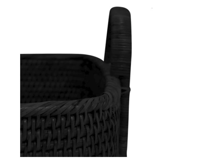 Detail Manden Basket Royal Burma Rattan Black 150-175-011 Haans Interior