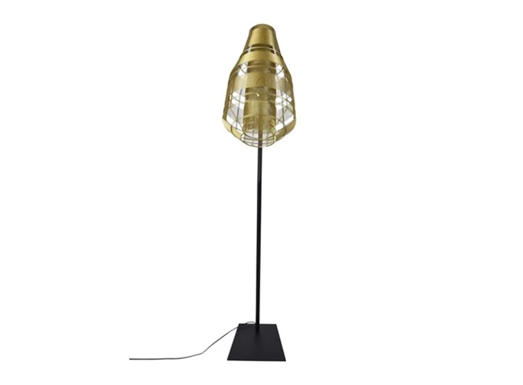 Front Vloerlamp Floor Lamp Quadretto Bullet Iron Wire Gold 280-325-264 Haans Interior