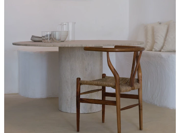 Eettafel Dining table Omega Lizea marmer travertin Haans Interior