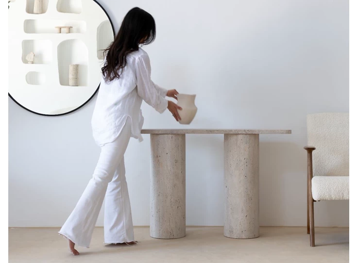 Console Olympia travertin marmer Haans Interior