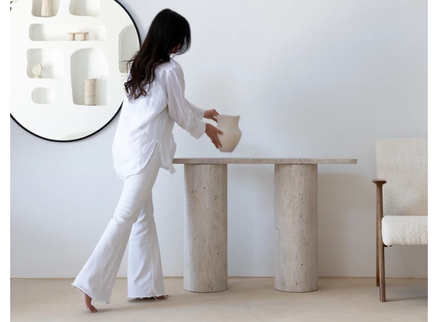 Console Olympia travertin marmer Haans Interior