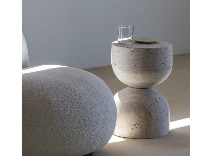 Bijzettafel Side Table Sablia travertin marmer Haans Interior