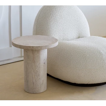 Bijzettafel Side Table Omega Lizea travertin marmer Haans Interior