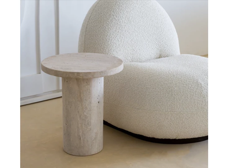 Bijzettafel Side Table Omega Lizea travertin marmer Haans Interior