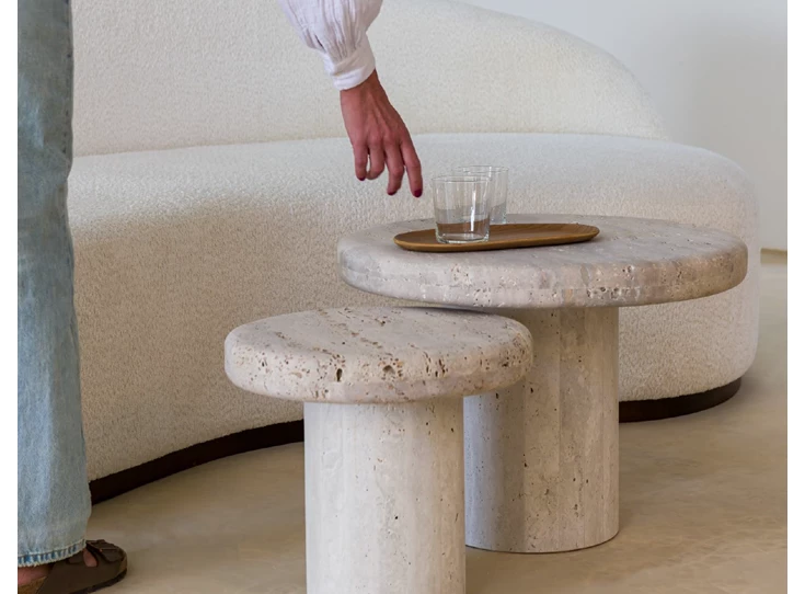 Salontafel Coffee Table Aimée Lizea travertin marmer Haans Interior
