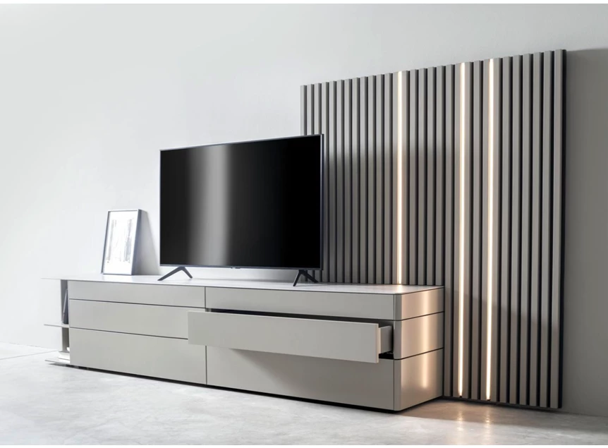 Zijkant Tv-kast Goya opstelling 63 matte lak grijs Sudbrock