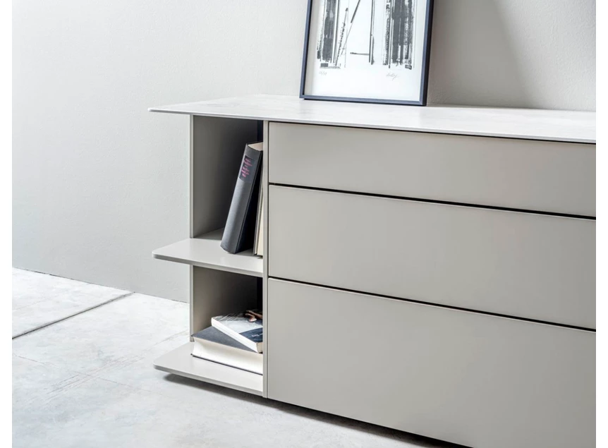 Afgeronde hoeken Tv-kast Goya opstelling 63 matte lak grijs Sudbrock