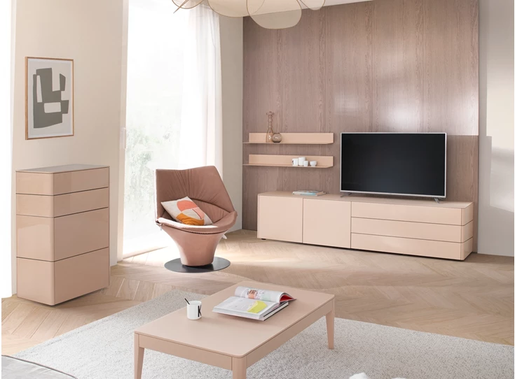 Sfeerfoto Commode ladenkast Goya opstelling 75 hoogglans poeder Sudbrock