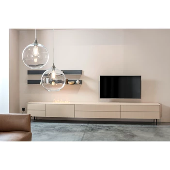 Tv-kast Goya op poten matte lak rasterfront haard opstelling 79 Sudbrock